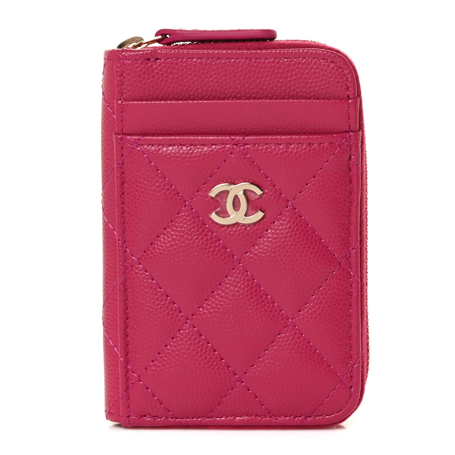 Chanel Caviar Quilted Zip Card Holder Fuchsia 1 of 10