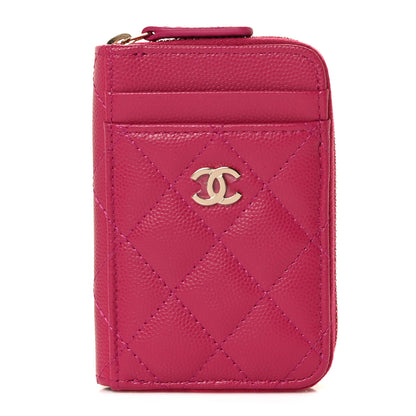 Chanel Caviar Quilted Zip Card Holder Fuchsia 1 of 10
