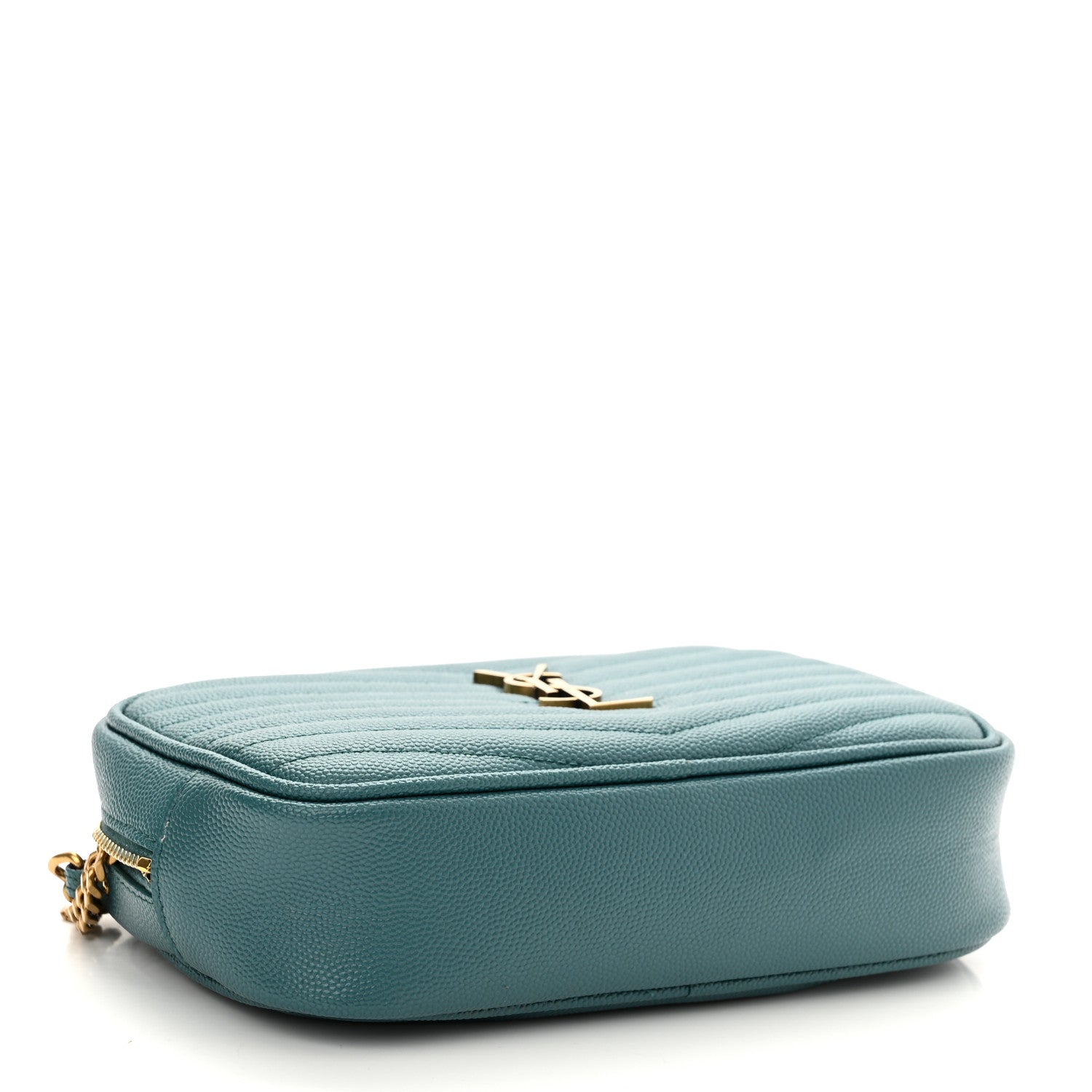 Saint Laurent Grain De Poudre Matelasse Monogram Mini Lou Camera Bag Blue Vert 4 of 11
