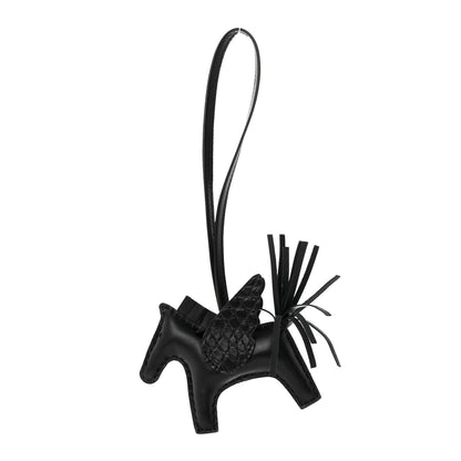 Hermes Milo Lambskin Matte Alligator Touch Grigri Rodeo Pegase Horse Bag Charm PM Black 1 of 5