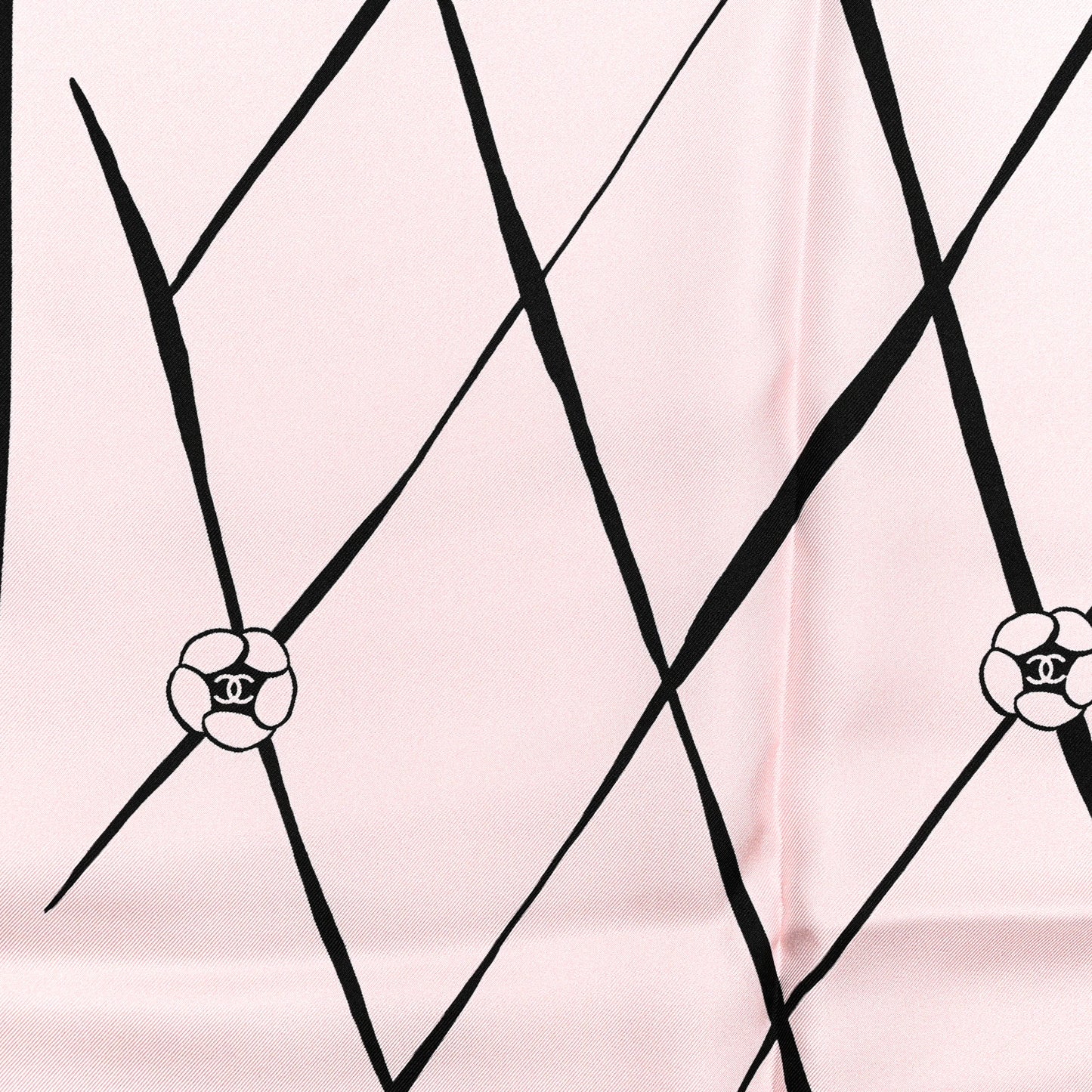 Silk CC Logo Camellia Scarf Pink Black