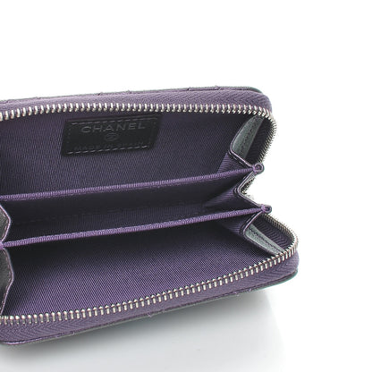Chanel Metallic Lambskin Quilted Zip Around Coin Purse Wallet Dark Purple 5 of 8