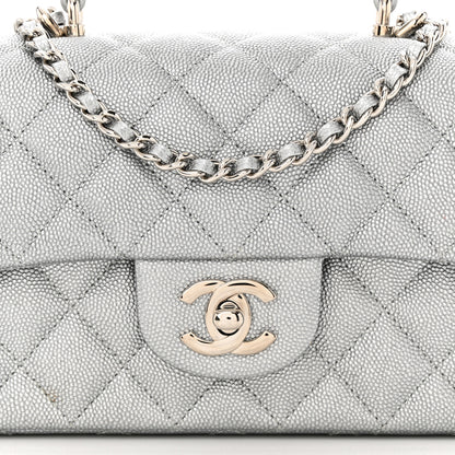 Chanel Metallic Caviar Quilted Mini Top Handle Rectangular Flap Silver 8 of 11