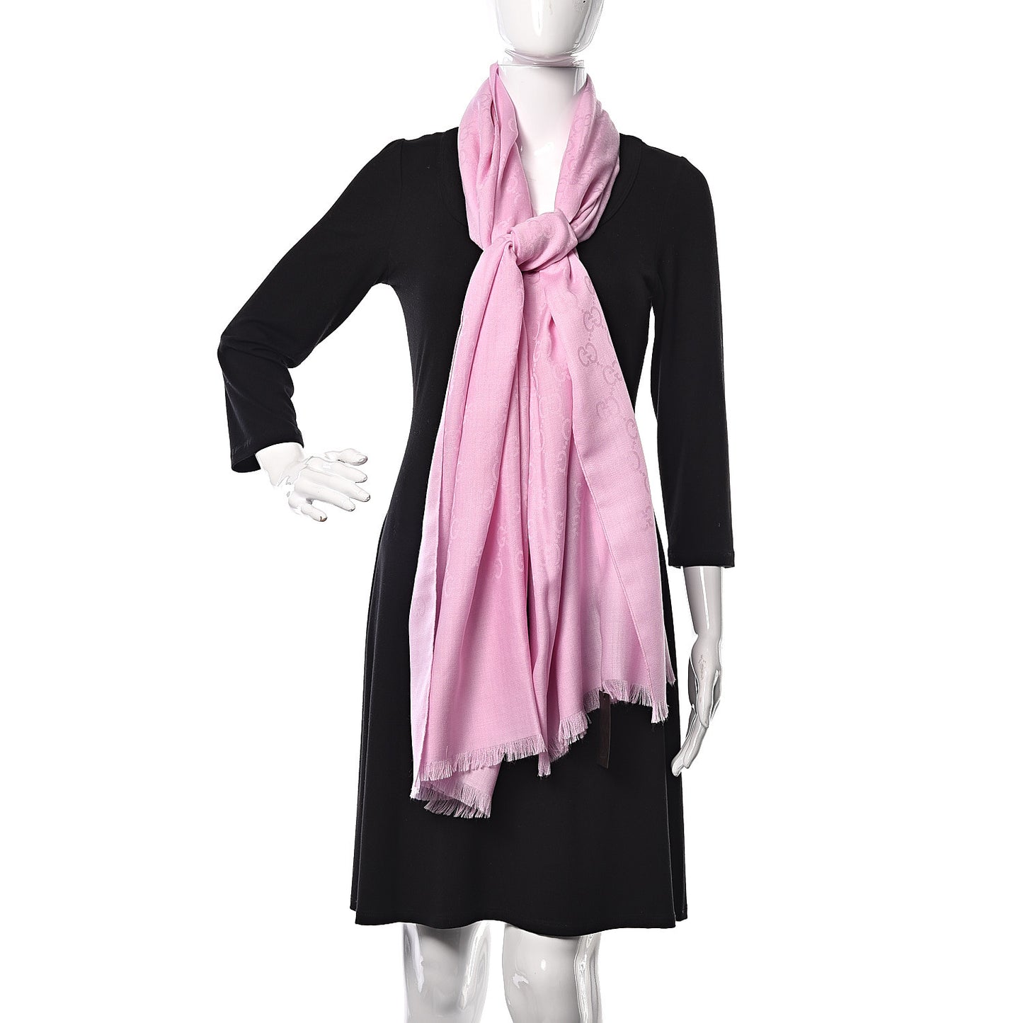 Wool Silk GG Monogram GGNat Plus Scarf Rose