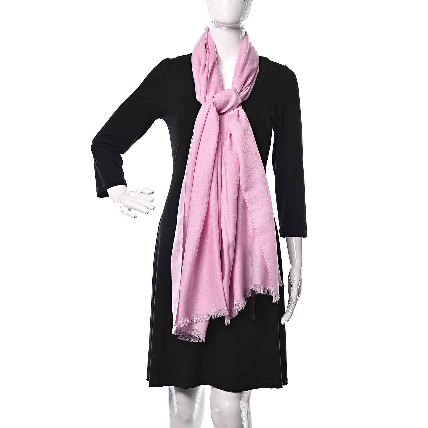 Gucci Wool Silk GG Monogram GGNat Plus Scarf Rose 2 of 4