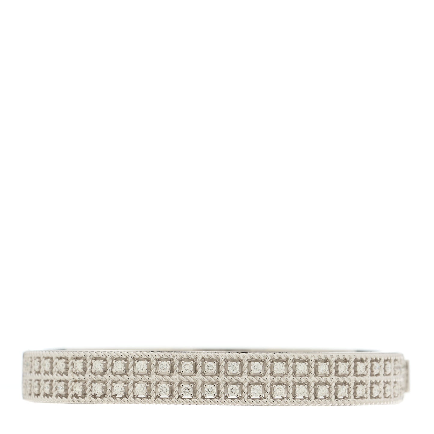 18K White Gold Diamond Byzantine Barocco Bangle Bracelet