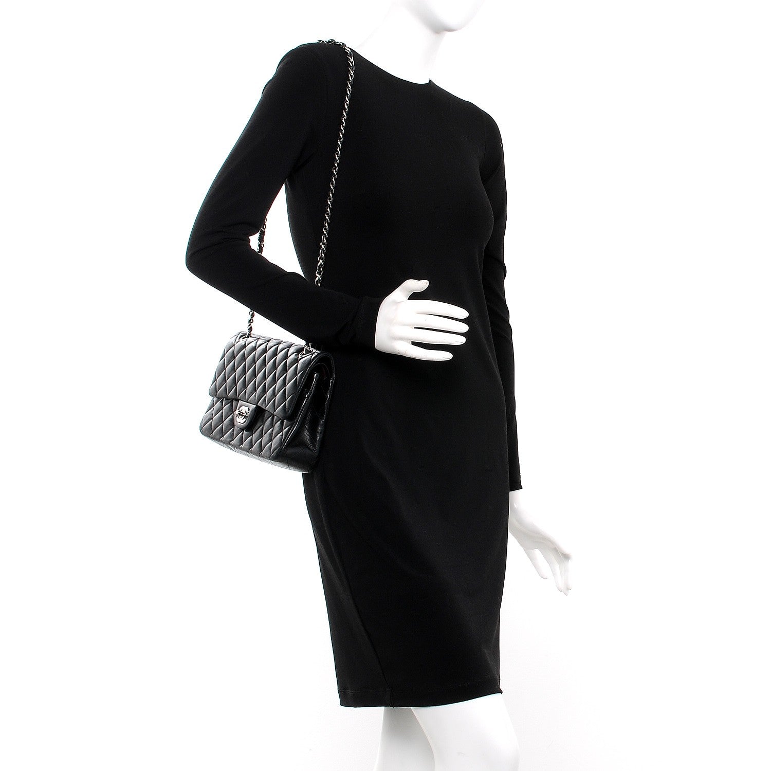 Chanel Lambskin Quilted Medium Double Flap Black 2 of 8