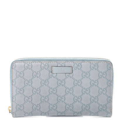 Gucci Guccissima Joy Zip Around Organizer Wallet Light Blue 1 of 13