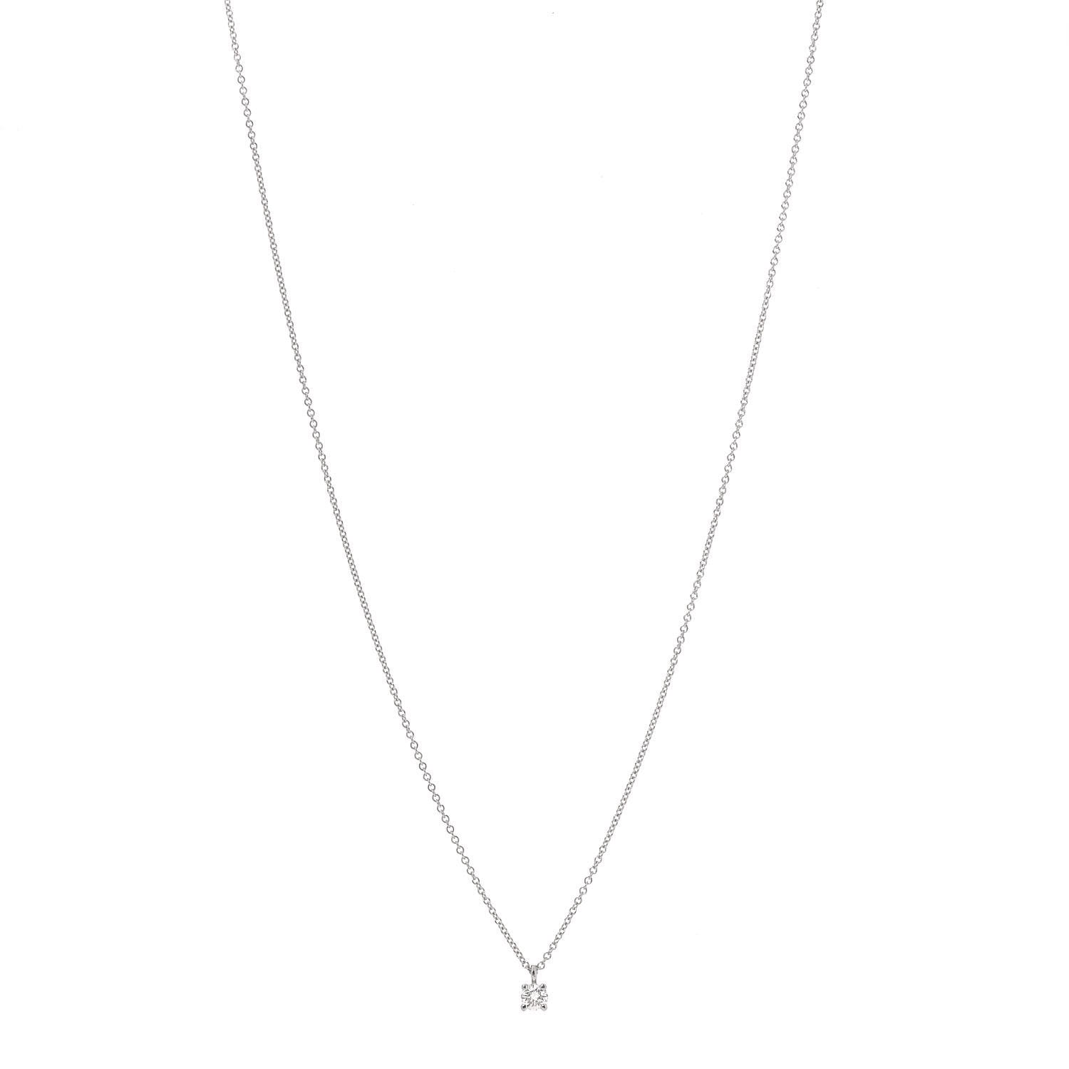 Tiffany Platinum Diamond .20ct Solitaire Pendant Necklace 1 of 5