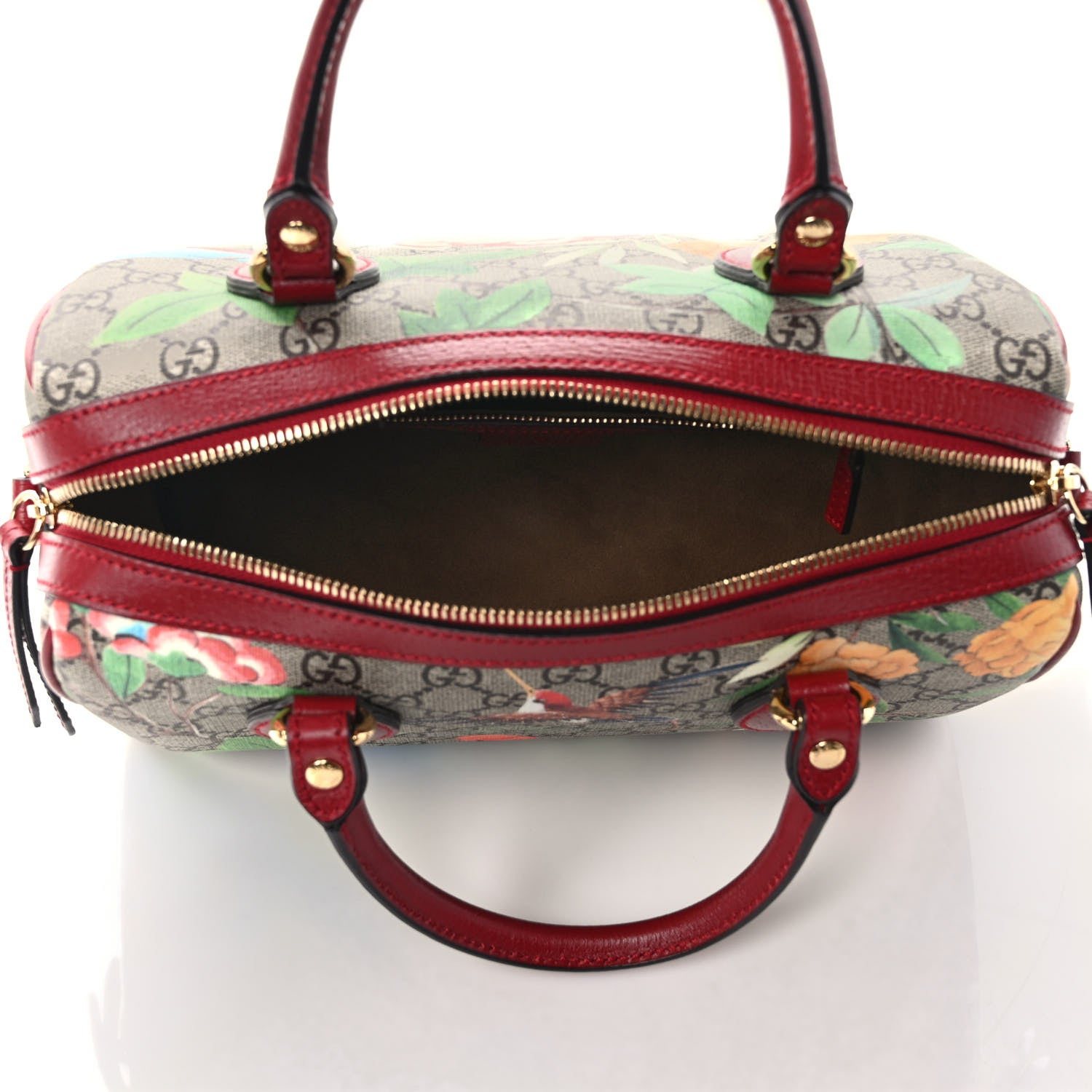Gucci GG Supreme Monogram Tian Small Boston Beige Multicolor Red 5 of 11