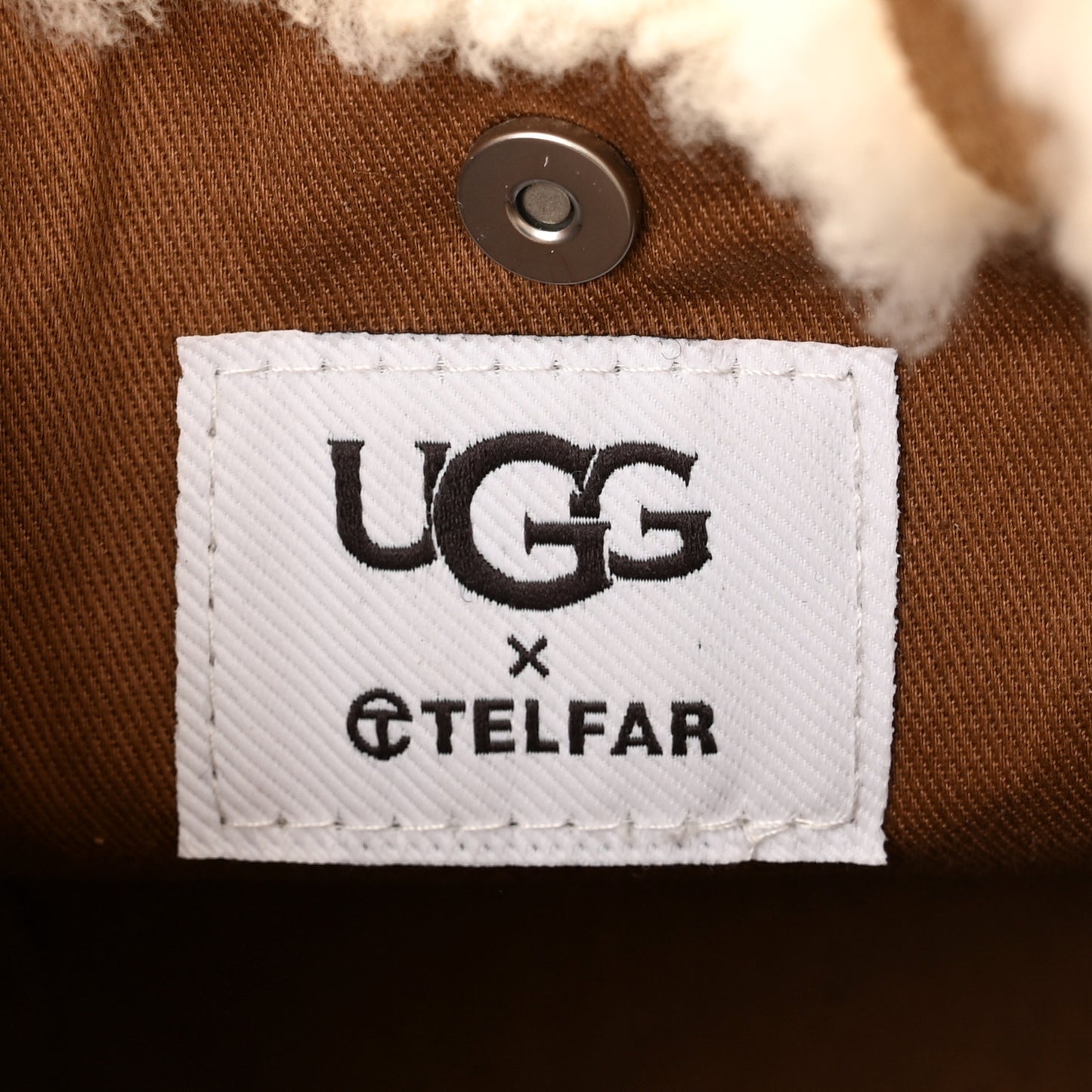 X UGG Suede Shearling Small Shopping Bag Chestnut