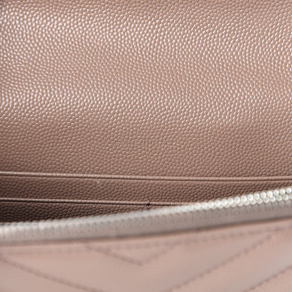 Saint Laurent Grain De Poudre Matelasse Chevron Monogram Envelope Chain Wallet Fard 7 of 12