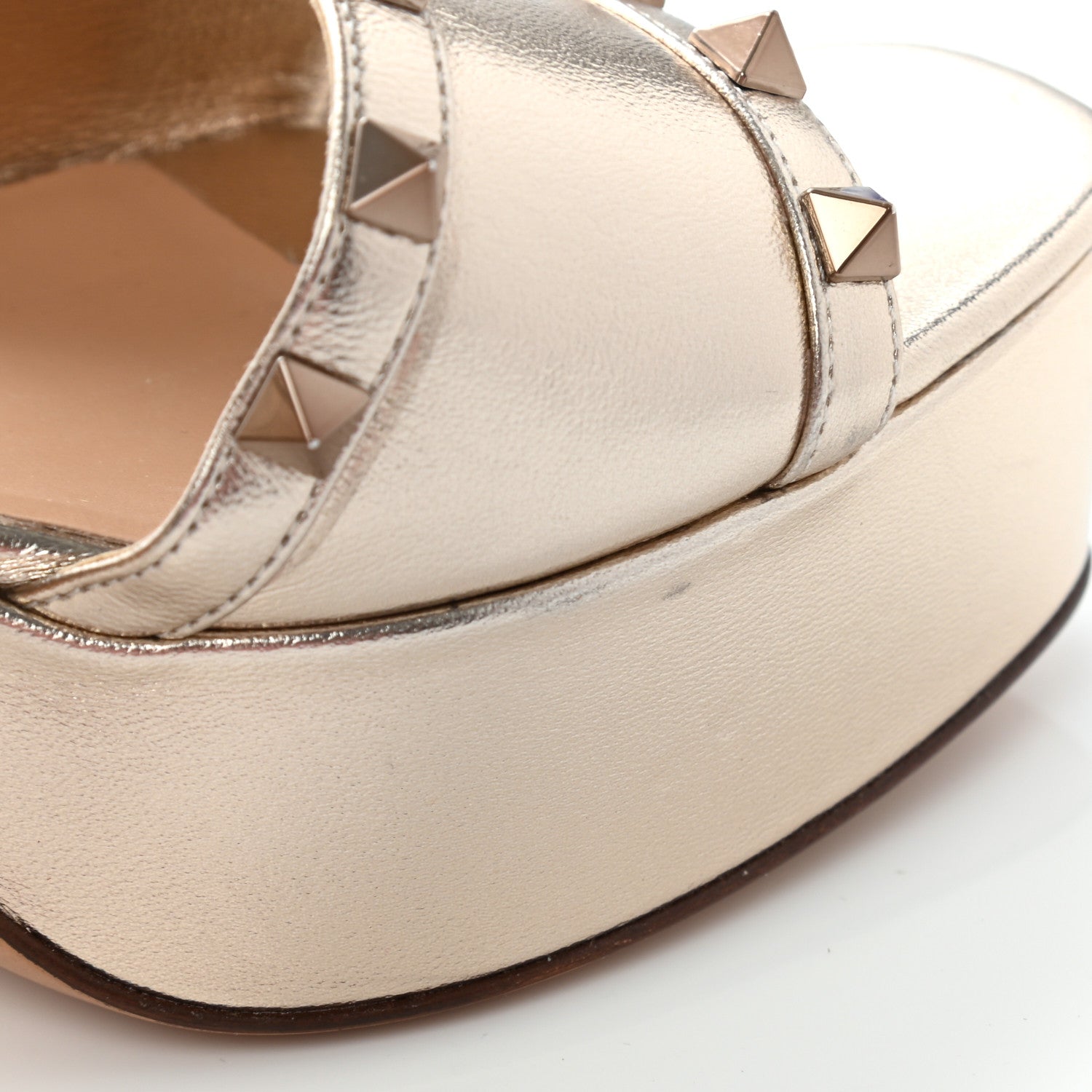 Valentino Garavani Metallic Nappa Rockstud 35/75mm Platform Sandals 39 Skin 9 of 15