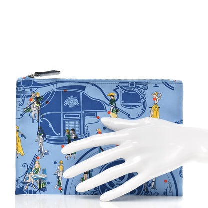 Hermes Silk Ex-Libris Les Parisiennes Silky Pocket Cosmetic Case Deep Bleu Bleuet 2 of 7