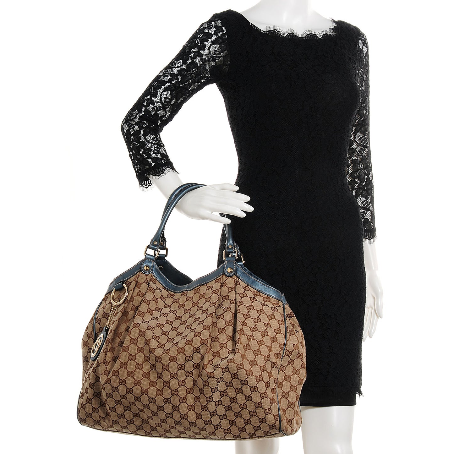 Monogram Large Sukey Tote Beige Blue