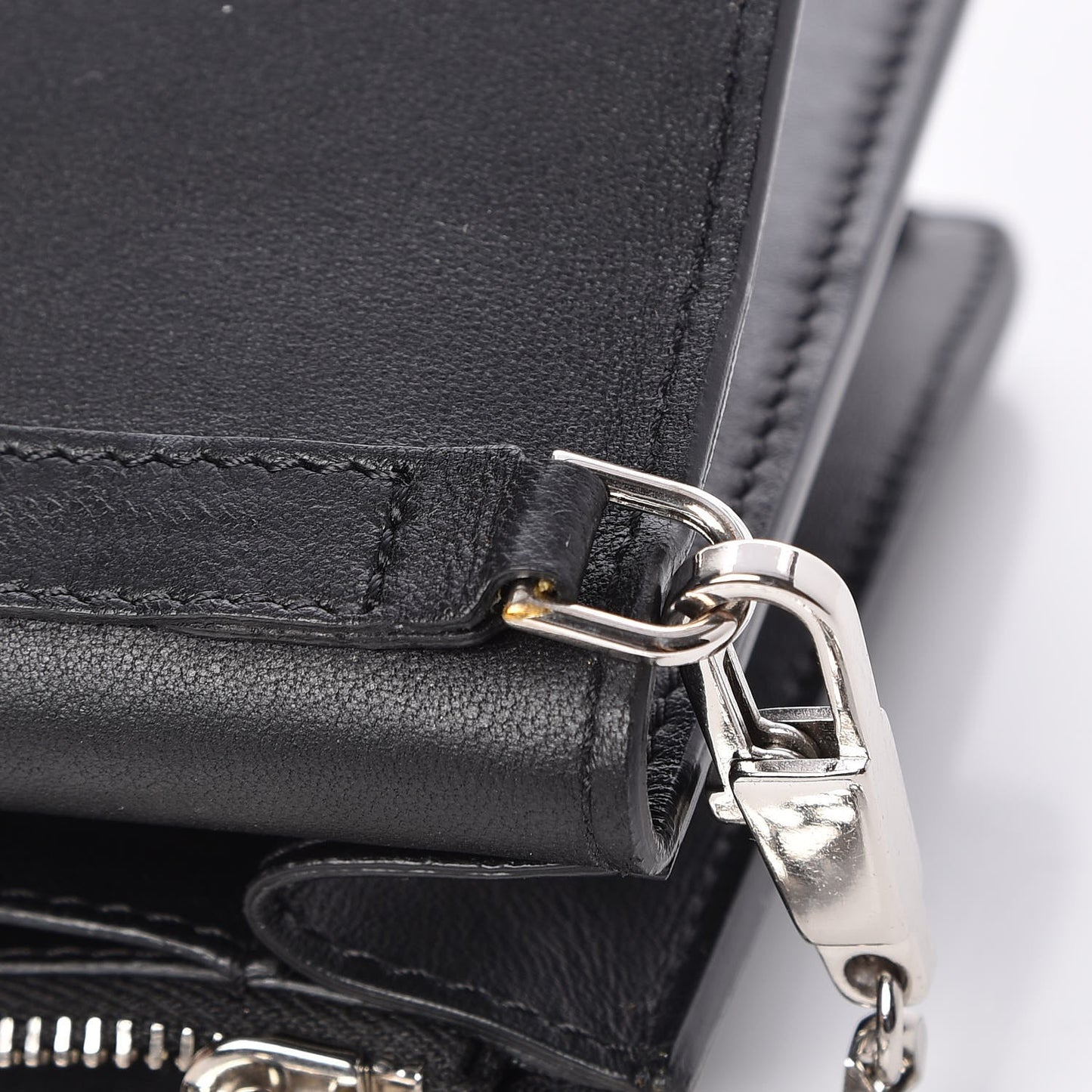 Calfskin Cross Embellished Pandora Chain Wallet Black