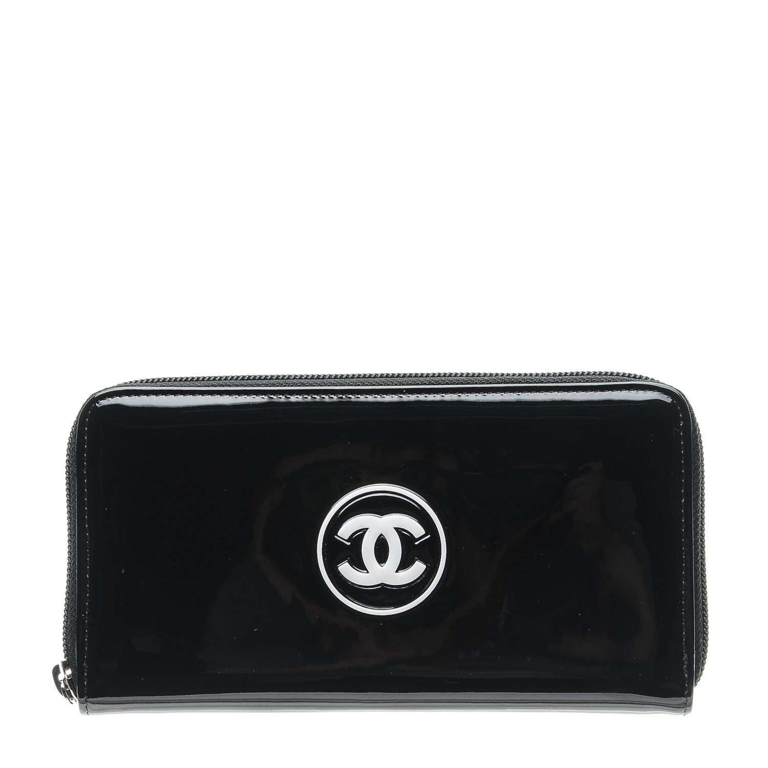 Chanel Patent Large Gusset CC Zip Wallet Black 1 of 9