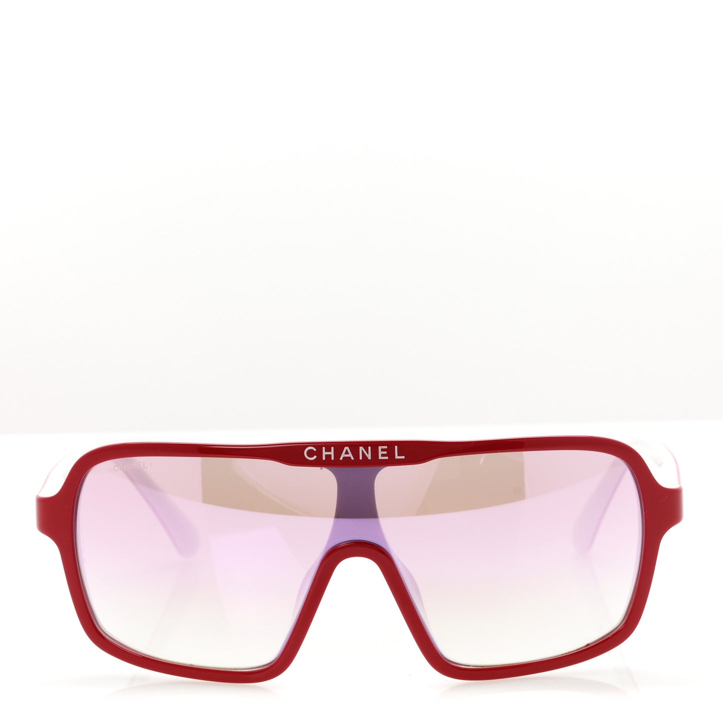 Acetate Shield Quilted Sunglasses 71655A White Red