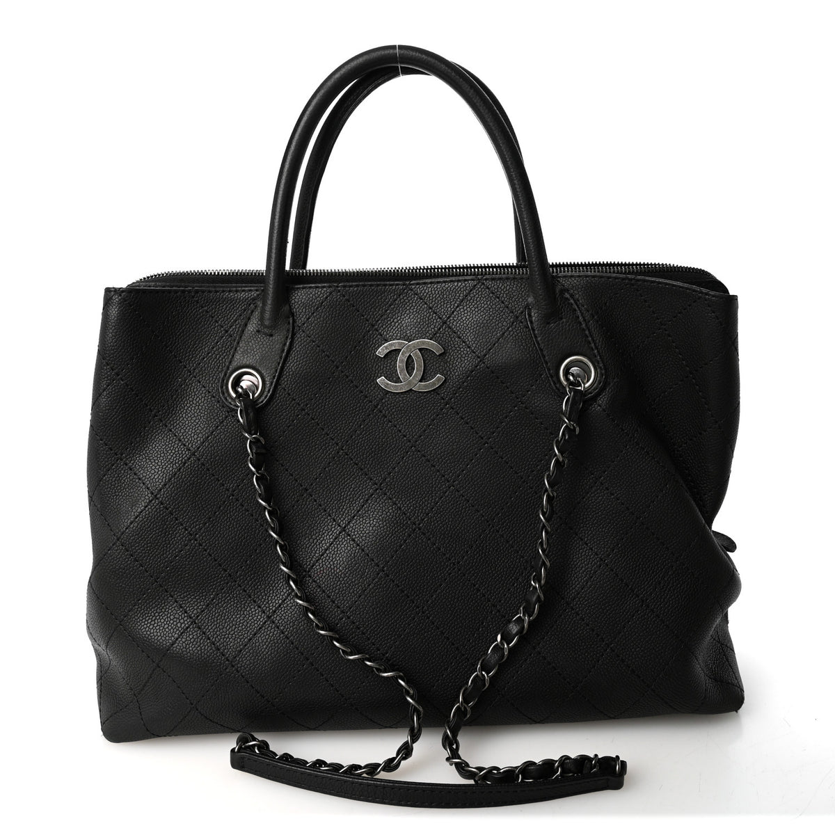 Chanel Grained Vegetal Calfskin Urban Shopping Tote Black 1 of 11