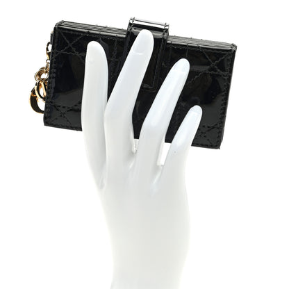 Christian Dior Patent Cannage Lady Dior 5-Gusset Card Holder Black 2 of 7