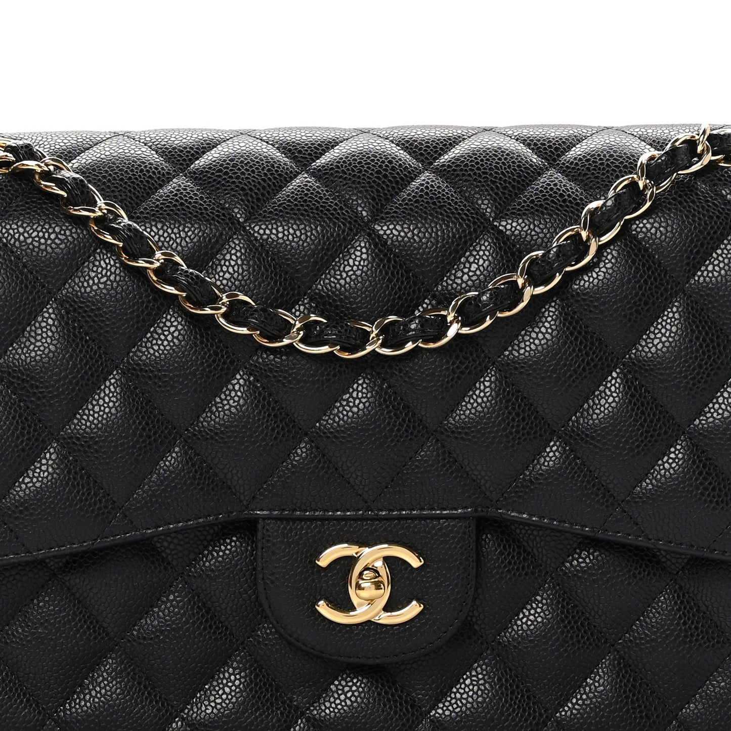 Caviar Quilted Jumbo Double Flap Black