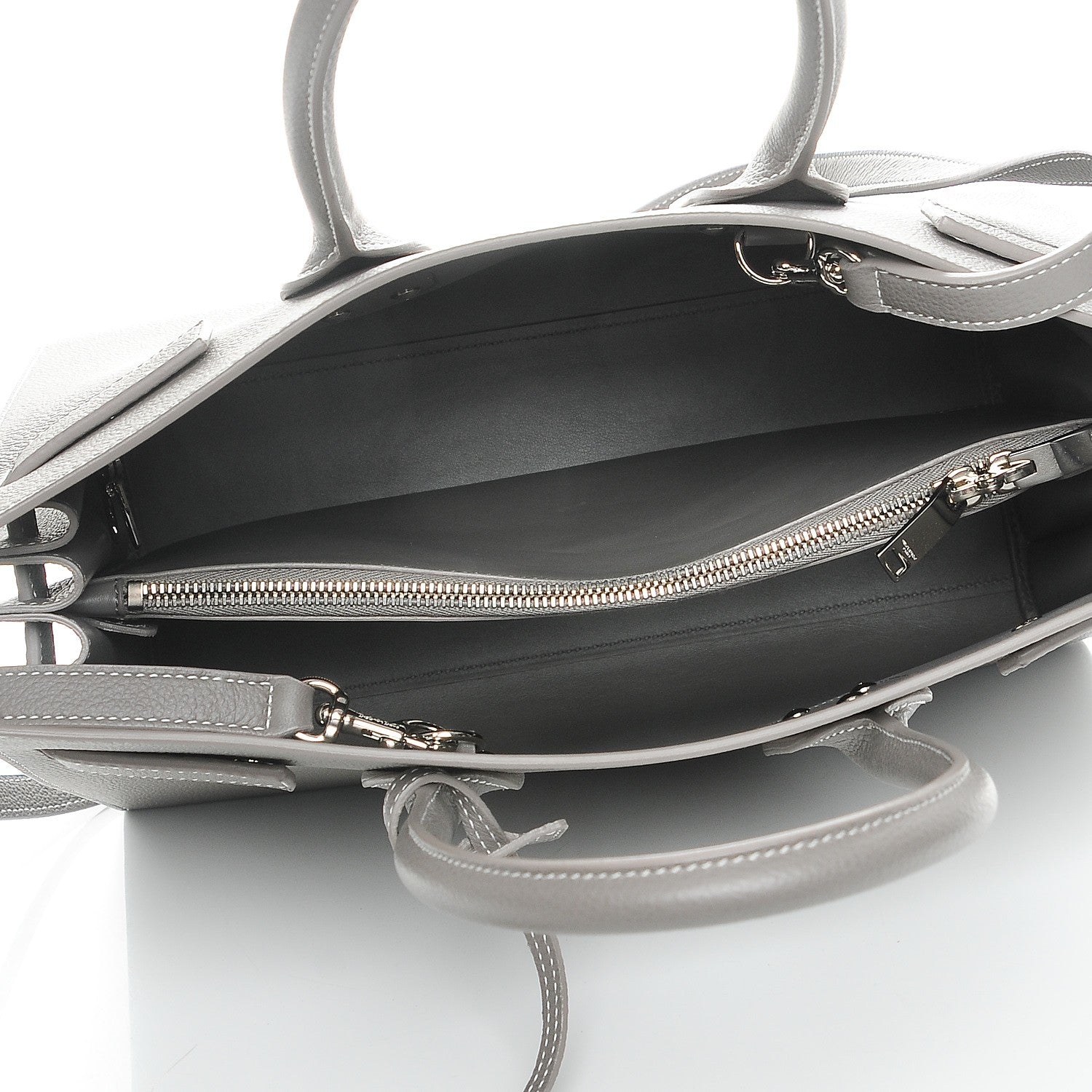 Saint Laurent Grained Calfskin Topstitch Small Sac De Jour Grey 6 of 8