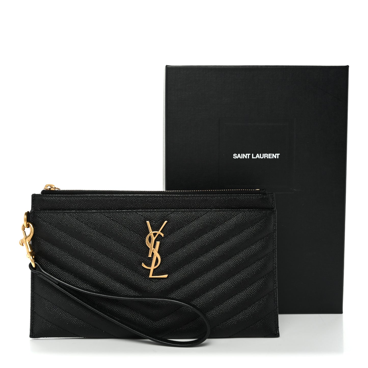 Grain De Poudre Chevron Monogram Large Bill Pouch Black