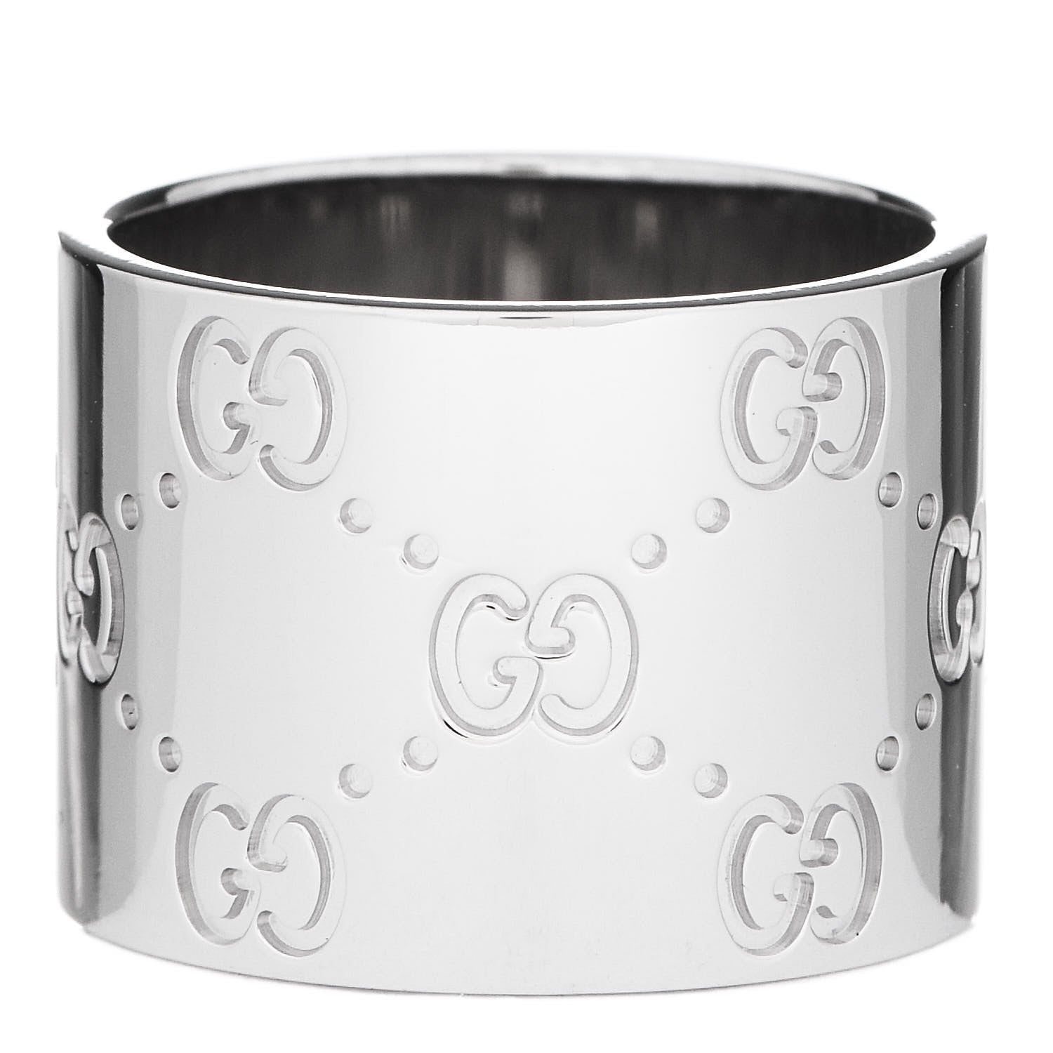Gucci 18K White Gold 14mm Icon Wide Band Ring 51 5.75 3 of 6