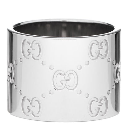 Gucci 18K White Gold 14mm Icon Wide Band Ring 51 5.75 3 of 6