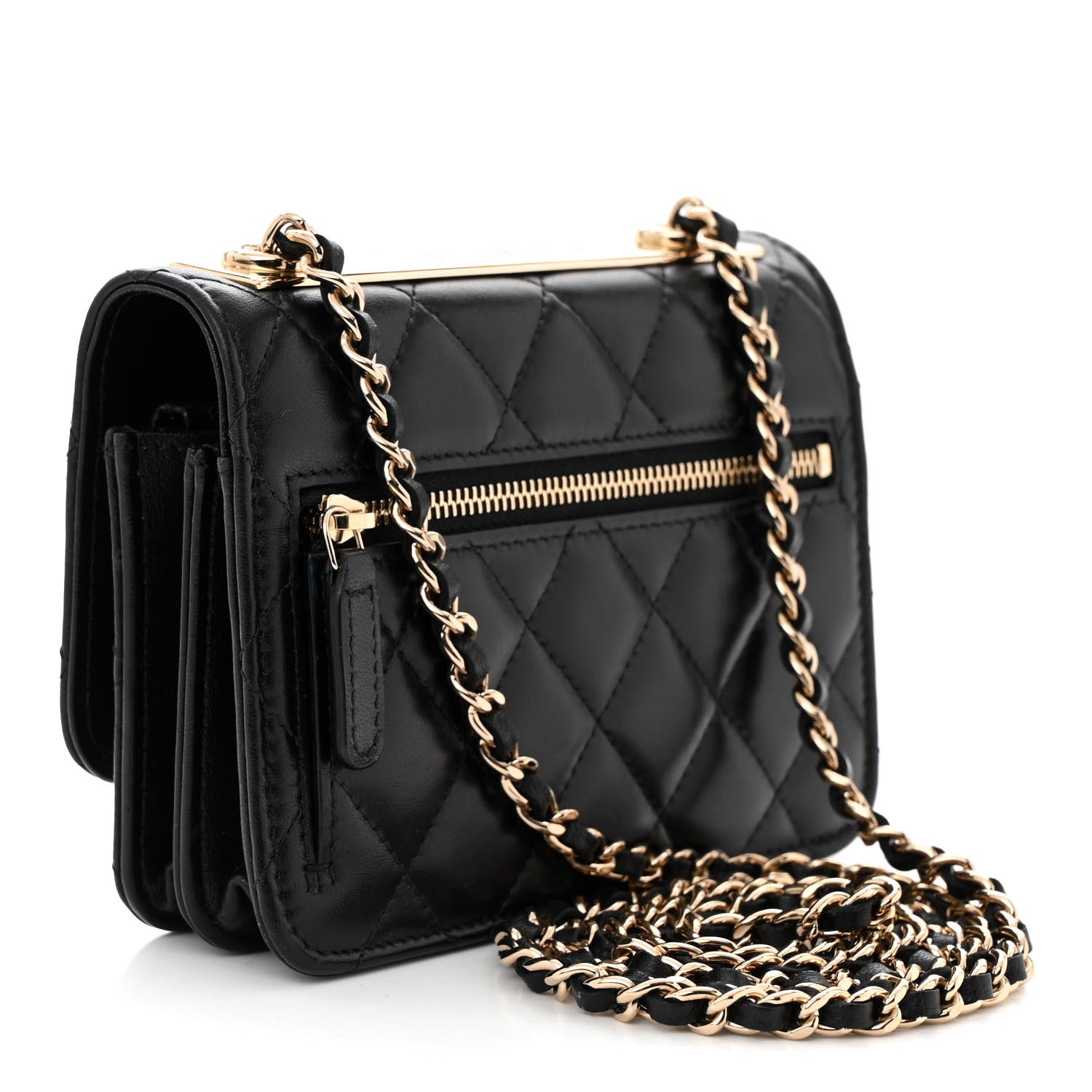 Chanel Lambskin Quilted Mini Trendy CC Wallet On Chain WOC Black 3 of 11