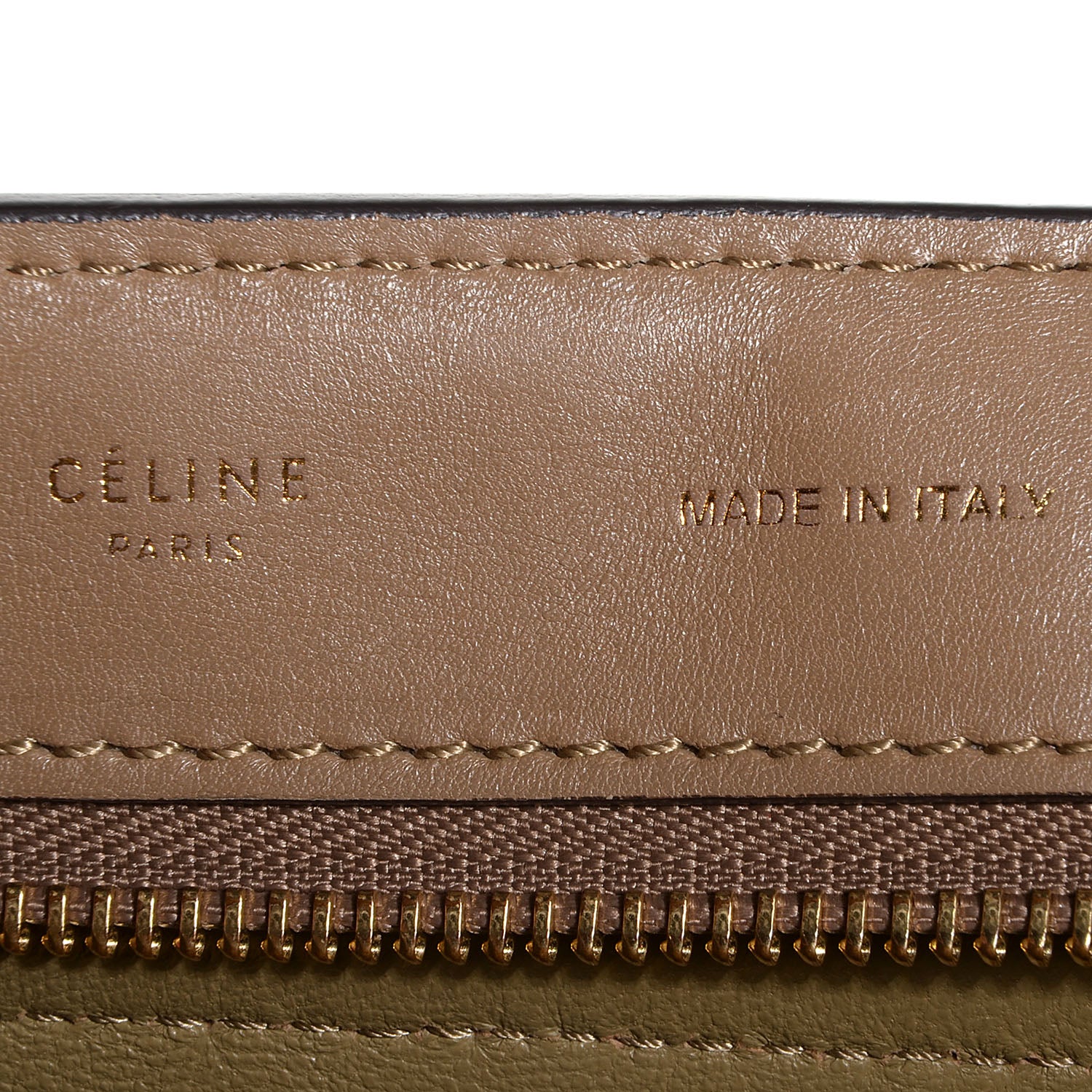 Celine Calfskin Suede Medium Tri-Color Trapeze Olive 7 of 9