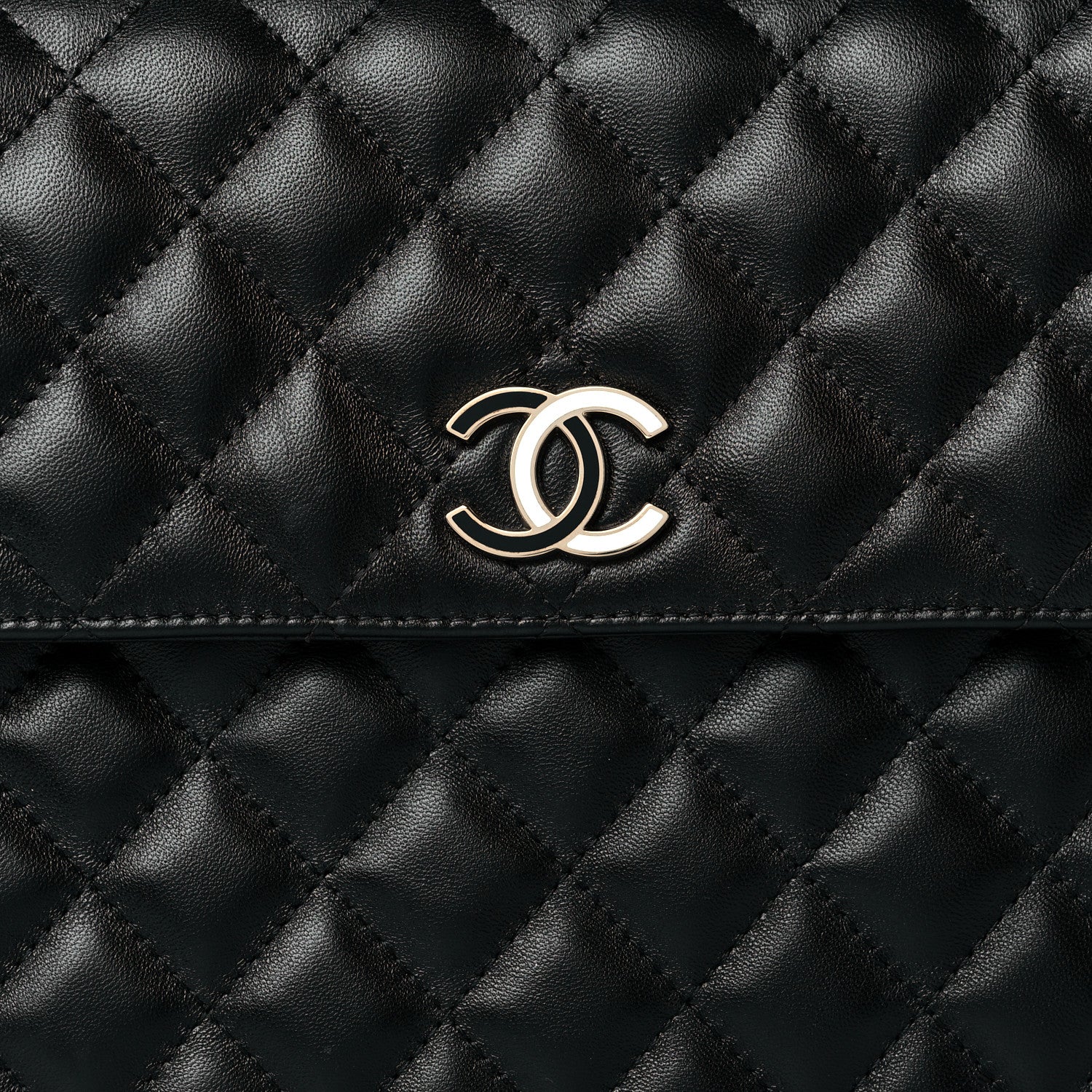 Chanel Lambskin Enamel Quilted Document Portfolio Holder Black 8 of 9