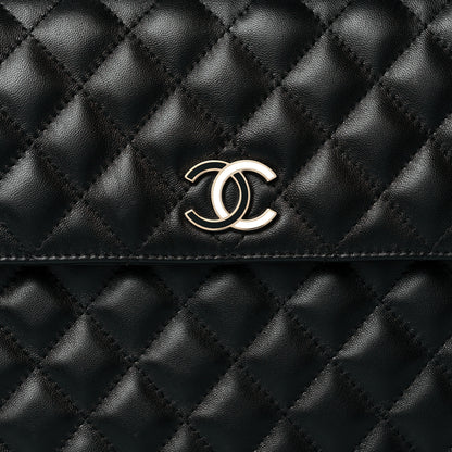 Chanel Lambskin Enamel Quilted Document Portfolio Holder Black 8 of 9