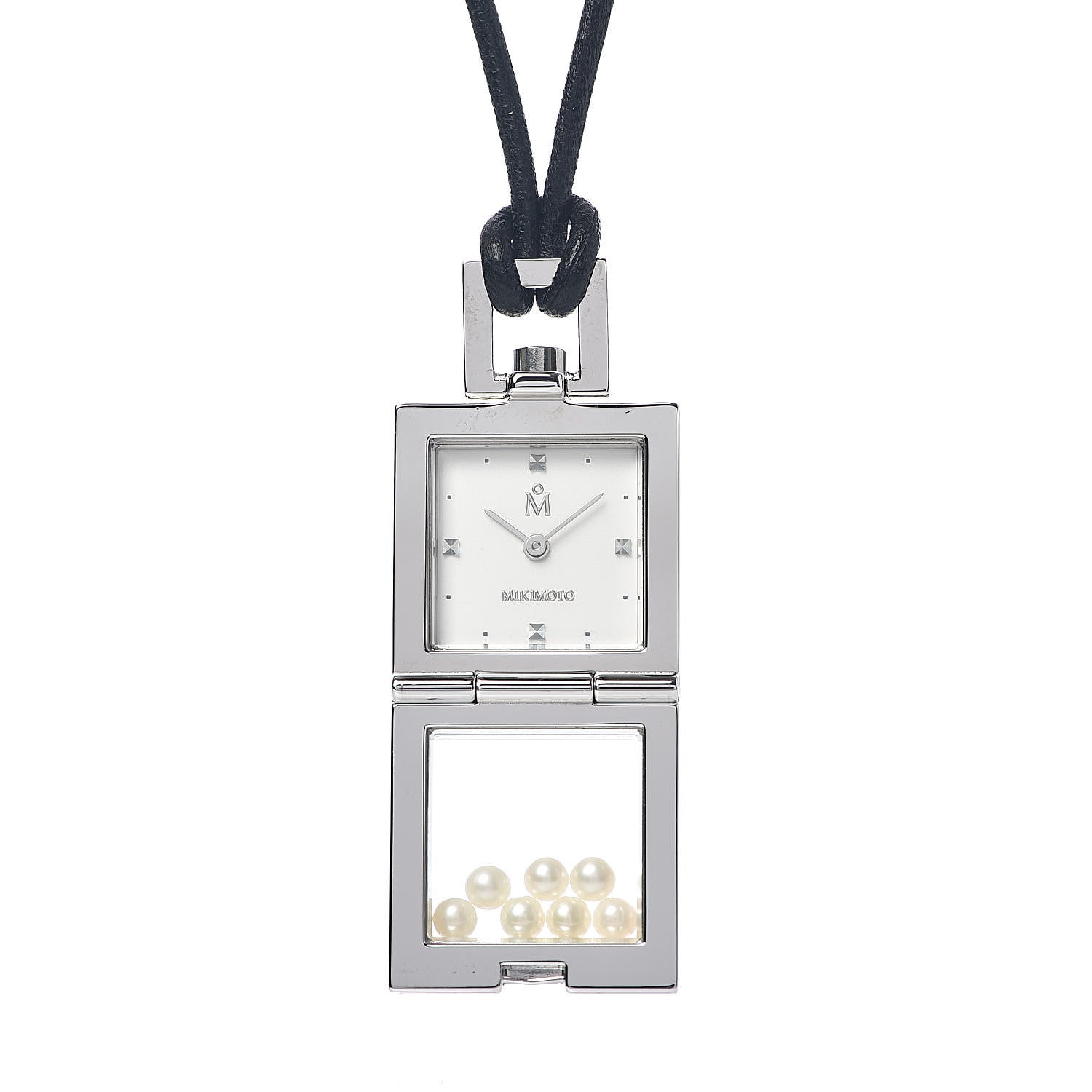 Mikimoto Stainless Steel Floating Pearl Watch Pendant Necklace 5 of 8