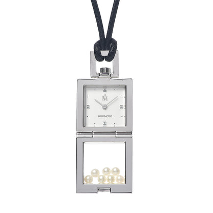 Mikimoto Stainless Steel Floating Pearl Watch Pendant Necklace 5 of 8