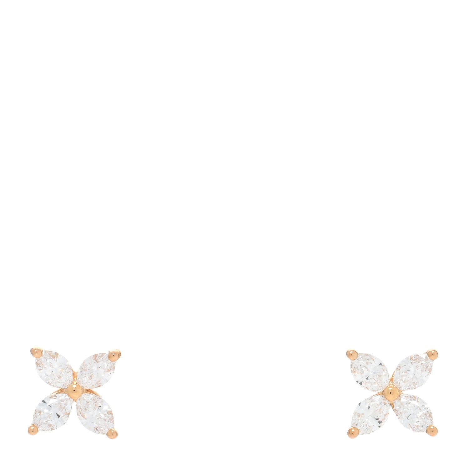 Tiffany 18K Rose Gold Diamond .64ct Small Victoria Earrings 1 of 5