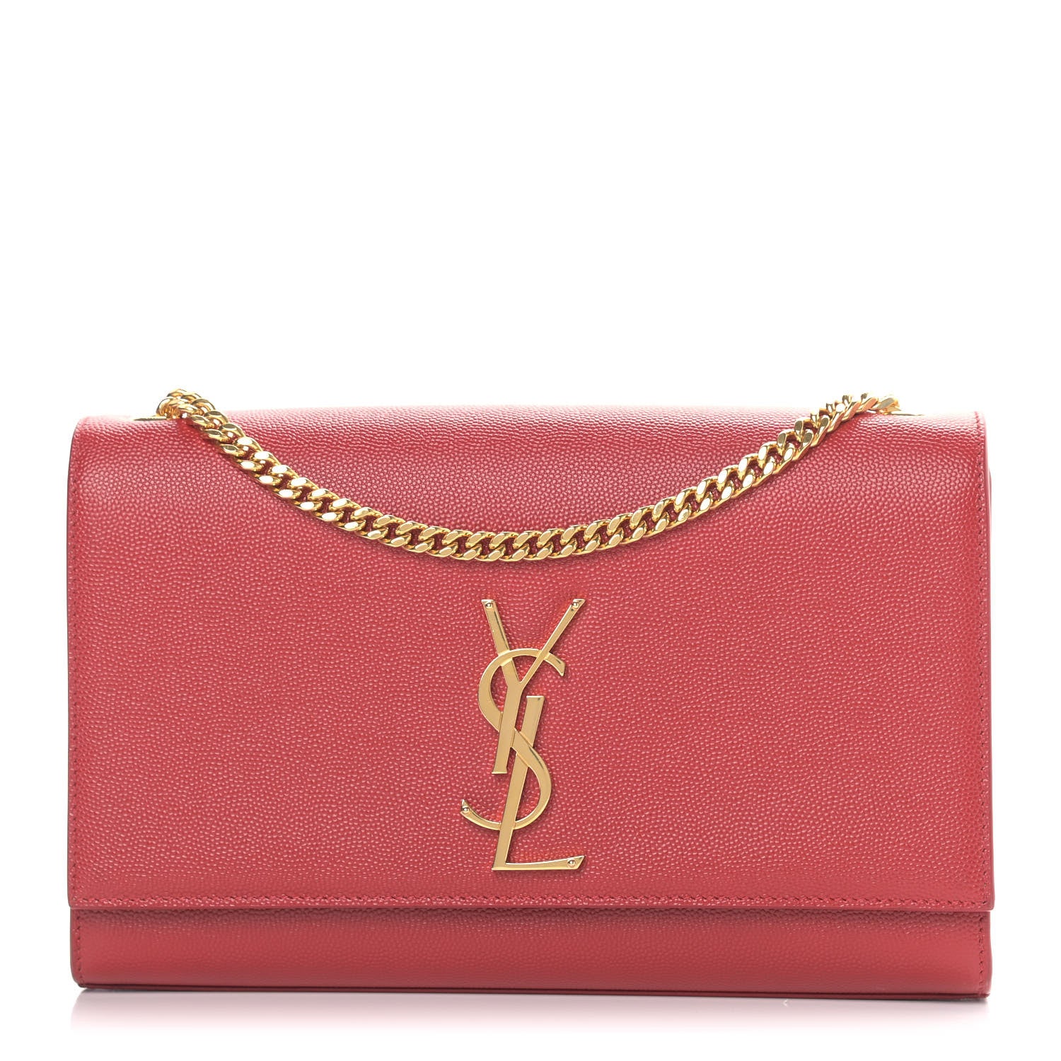 Saint Laurent Grain De Poudre Medium Monogram Kate Satchel Red 1 of 11