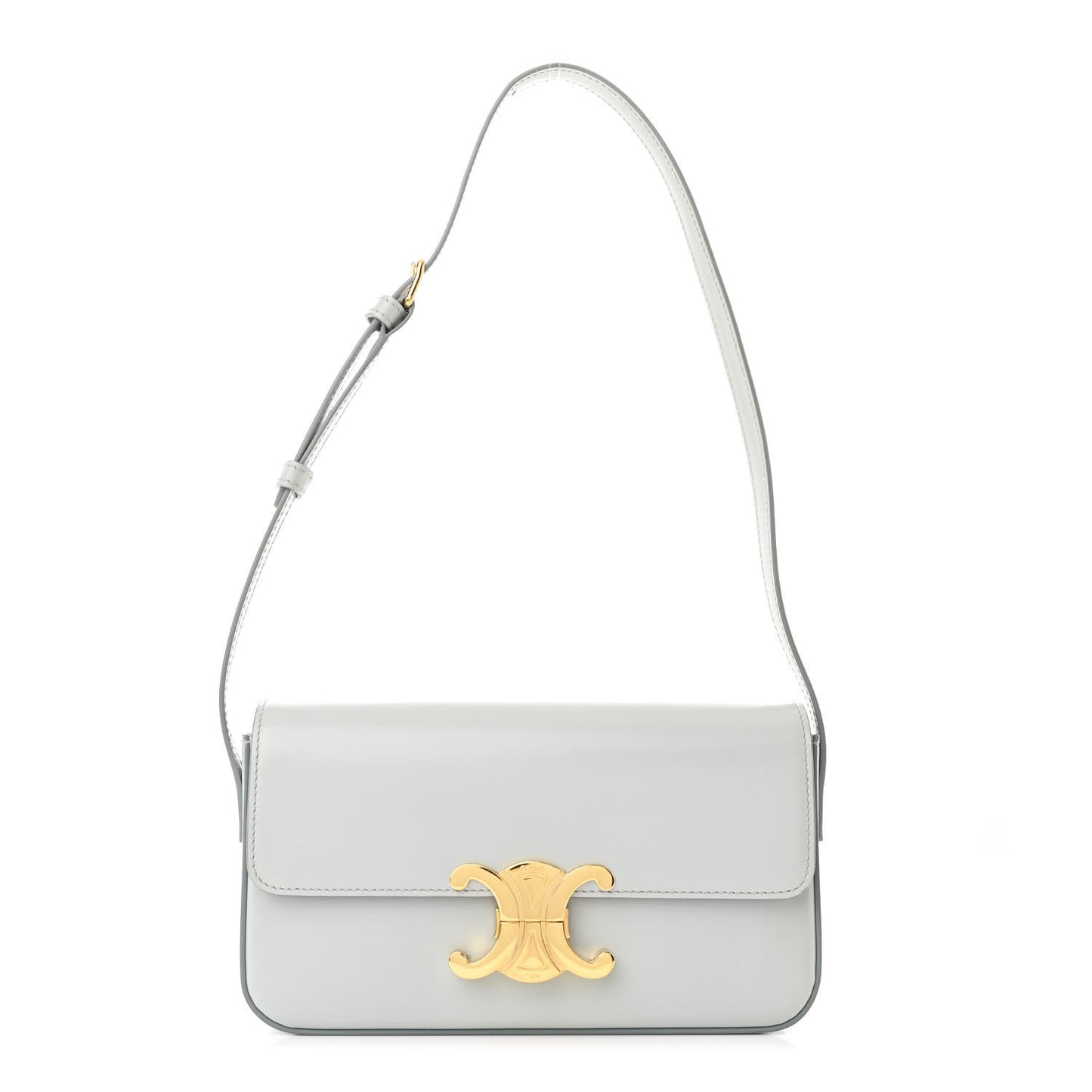 Shiny Calfskin Triomphe Shoulder Bag Soft Blue