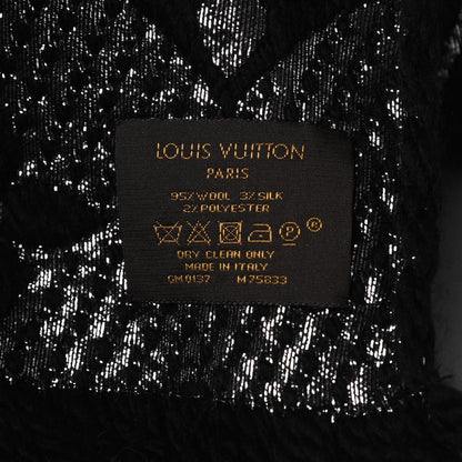 Louis Vuitton Wool Silk Logomania Shine Scarf Black 3 of 3
