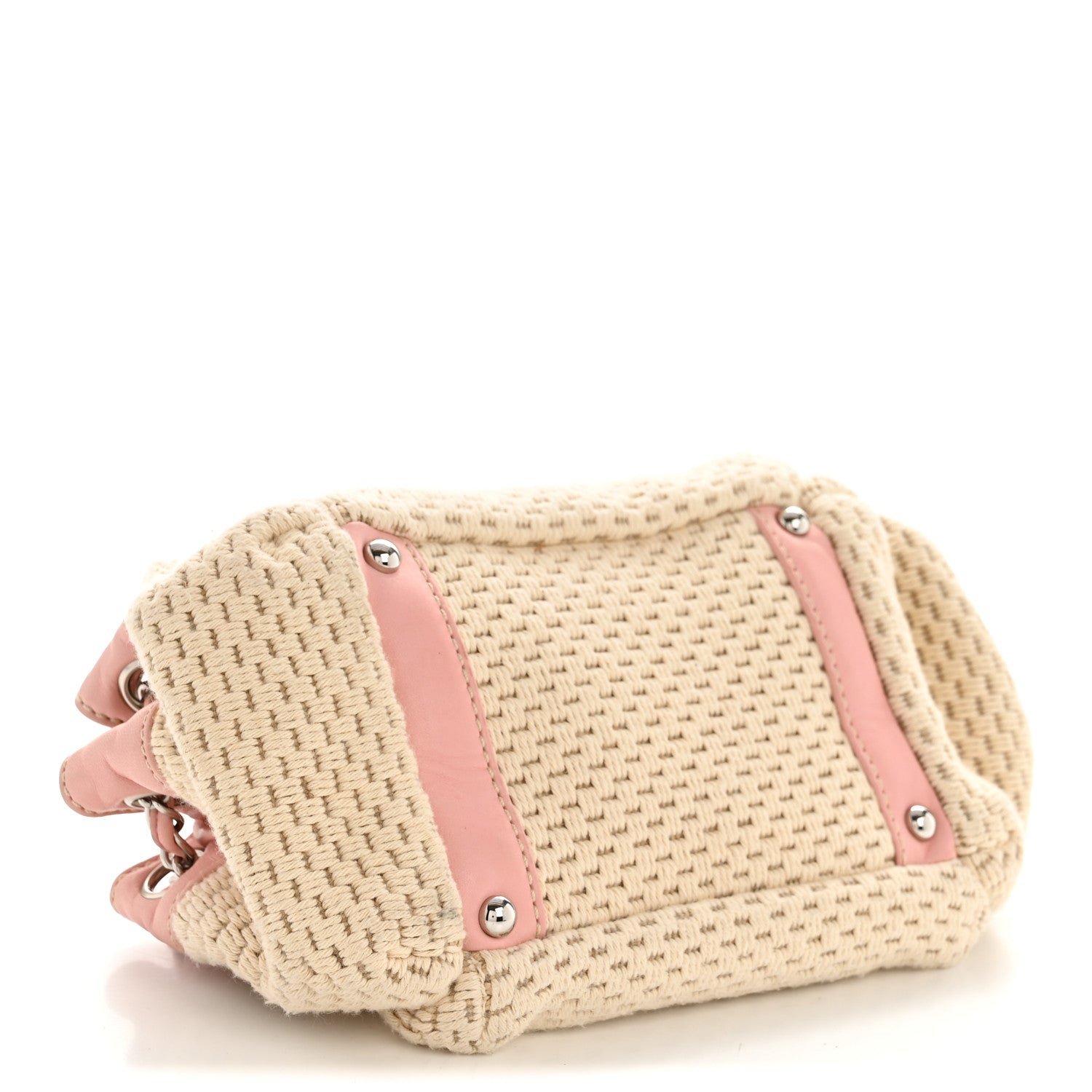 Chanel Canvas Woven Lambskin Lax Accordion Hobo Pink 4 of 13