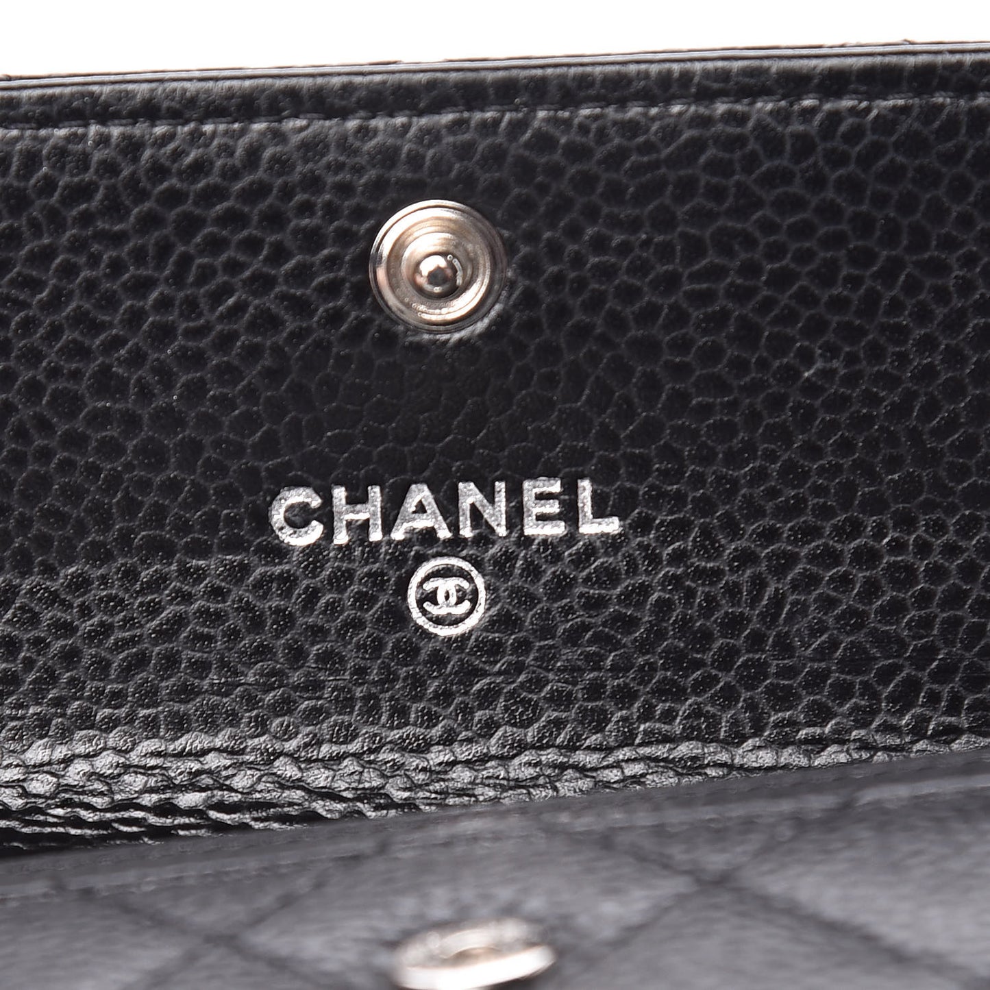 Caviar Quilted Flap Card Holder Black