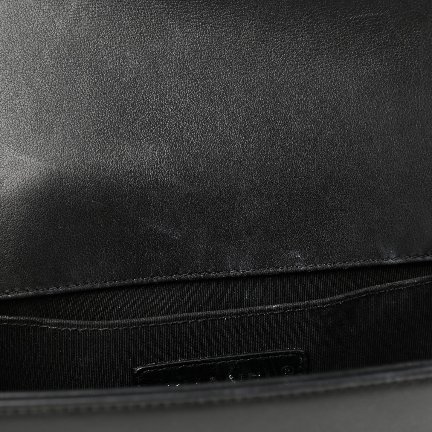 Calfskin Quilted Small Boy Flap Black