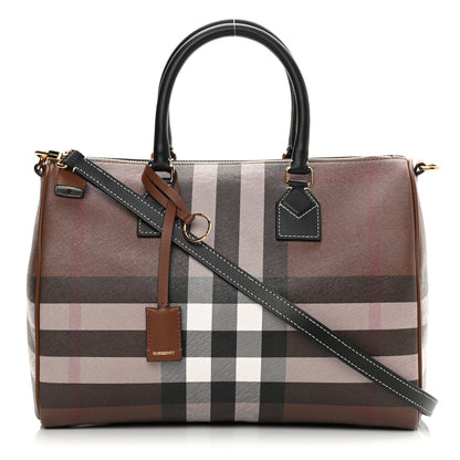 Burberry E-canvas Check Bowling Bag Dark Birch Brown 1 of 11