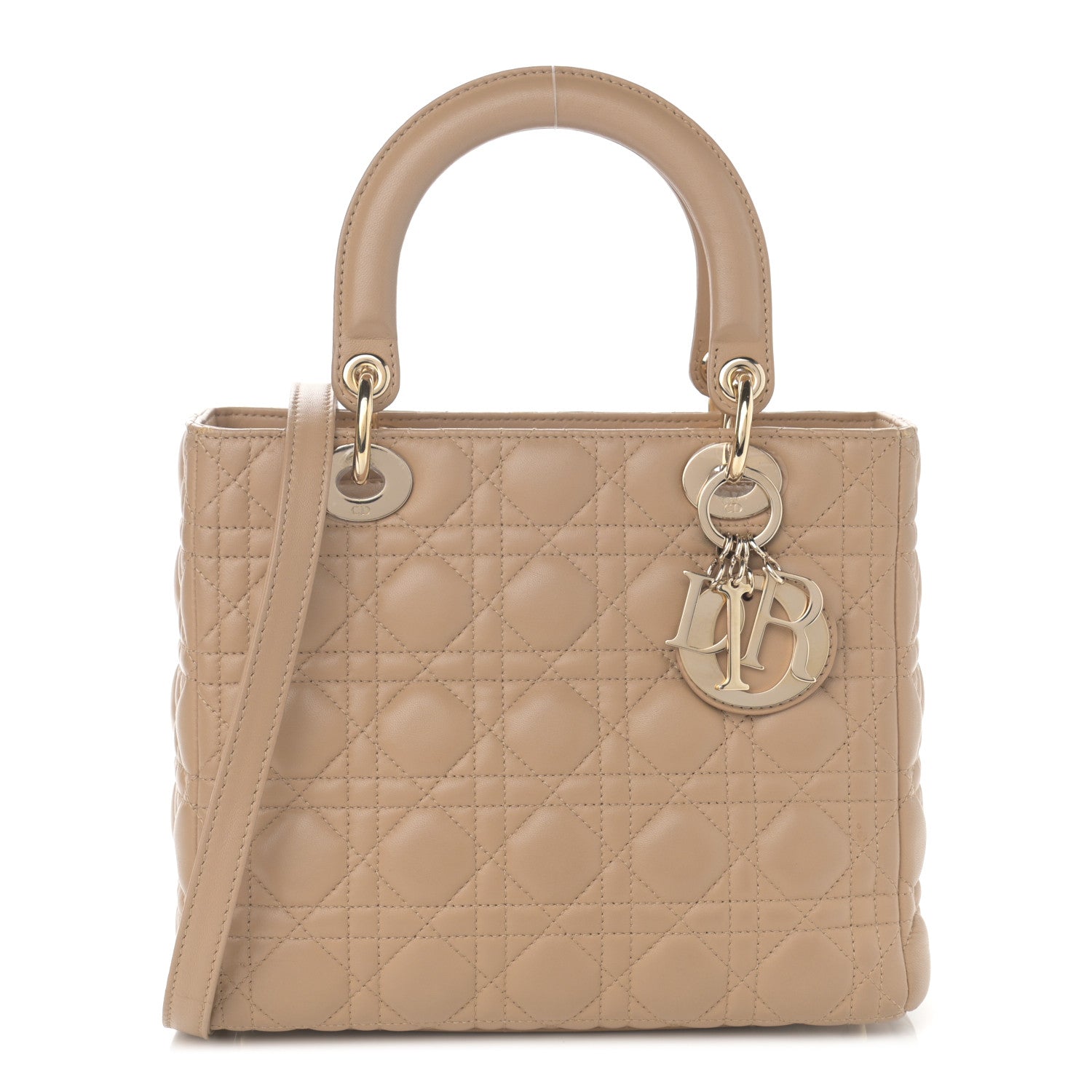 Christian Dior Lambskin Cannage Medium Lady Dior Beige 1 of 10