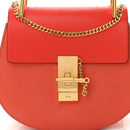 Chloe Grained Calfskin Lambskin Mini Drew Shoulder Bag Coral Pop 7 of 10