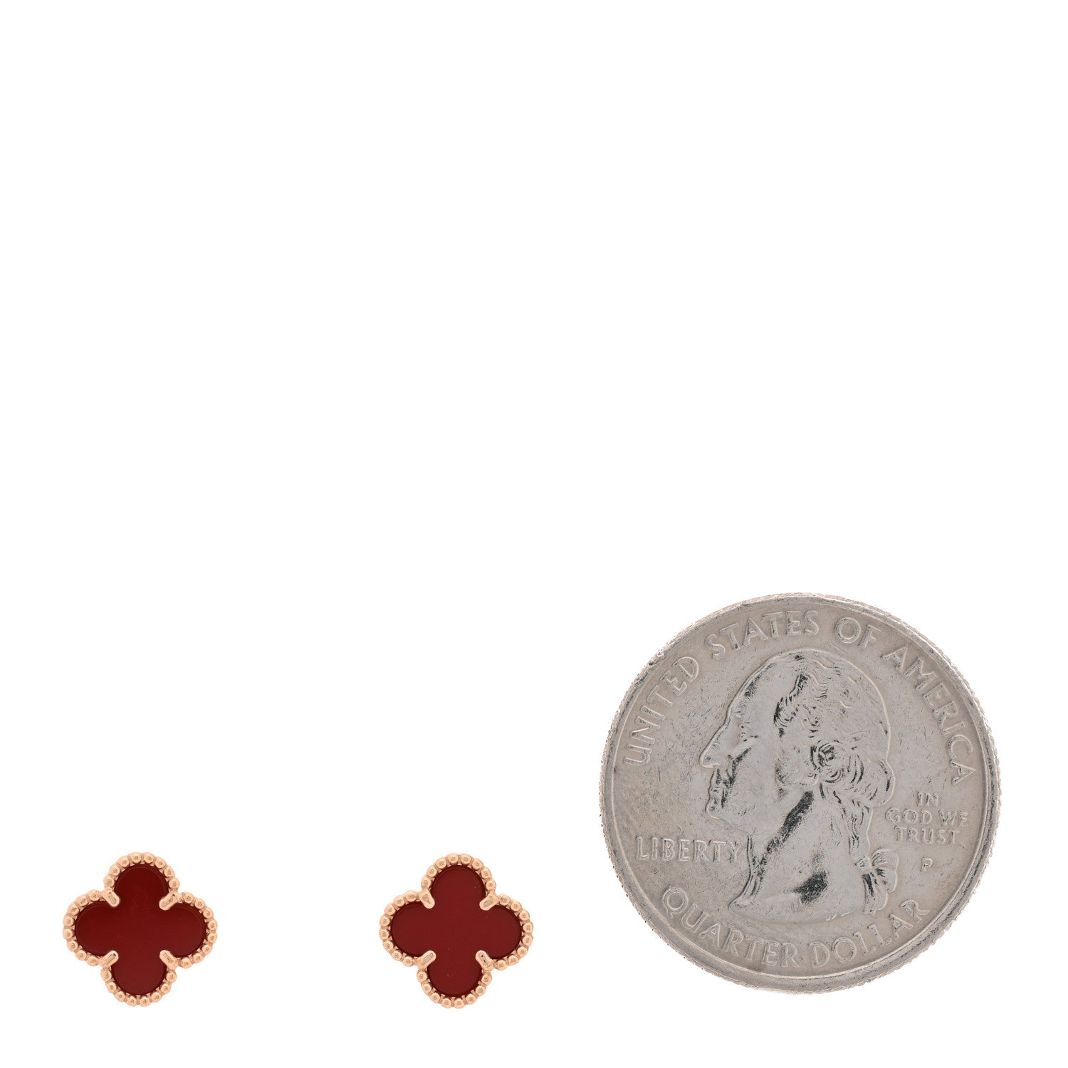 Van Cleef & Arpels 18K Rose Gold Carnelian Sweet Alhambra Earrings 2 of 5