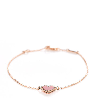 Van Cleef & Arpels 18K Rose Gold Carnelian Sweet Alhambra Heart Bracelet 1 of 8