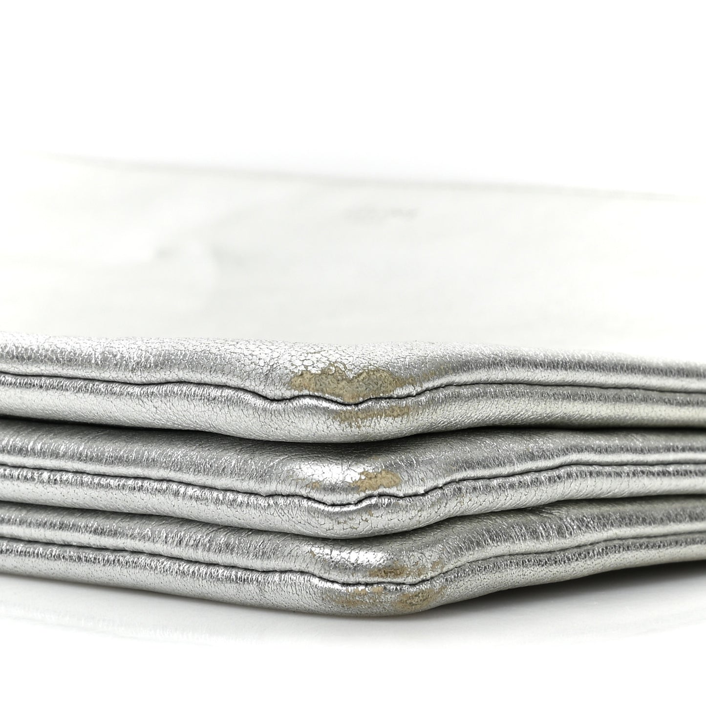 Metallic Lambskin Large Trio Crossbody Bag Silver