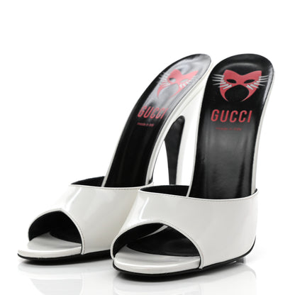 Gucci Polished Calfskin Scarlet High Heel Slide Sandals 41 Great White 3 of 9
