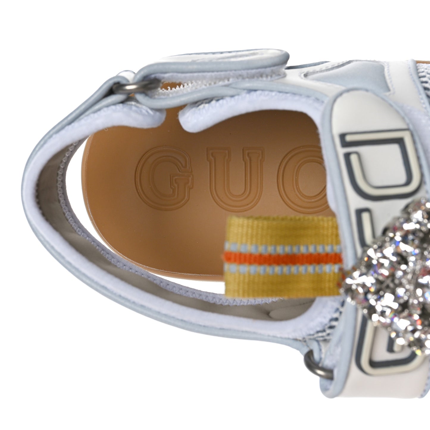 Mesh Fabric Tinsel Sport Sandals 39.5 White Silver